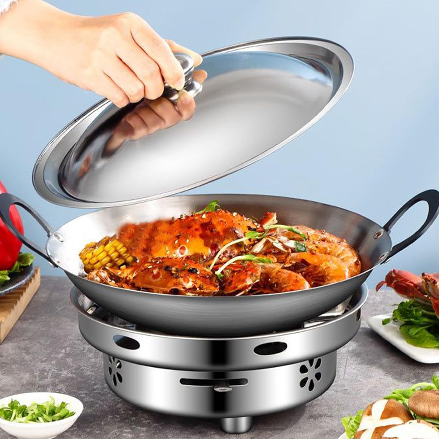 Stainless Steel Pots - Portable Safe Cookware Kit with Burner Stove,Wax Liquid Safe Stainless Pots | for Tabletop Outdoor Camping Hiking Kitchen Hotel Restaurant Cooking