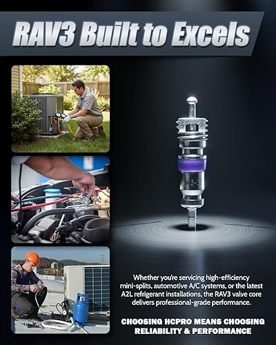 Miniatura 3 de Núcleos de válvula de alta presión con sello de teflón (morado) - para R410, R32, R22 (paquete de 25) HCPRO RAV3