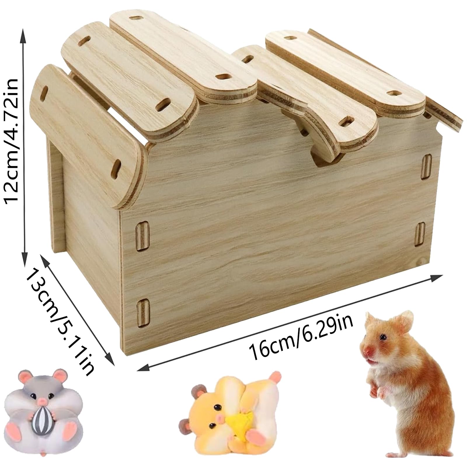 Maison Hamster, Maison pour Hamster en Bois, Maison en Bois pour Petits Animaux, Maison Cochon d'Inde et Hamster, Maison en Bois pour Hamster, Cachette pour Hamsters, pour Dormir et Jouer