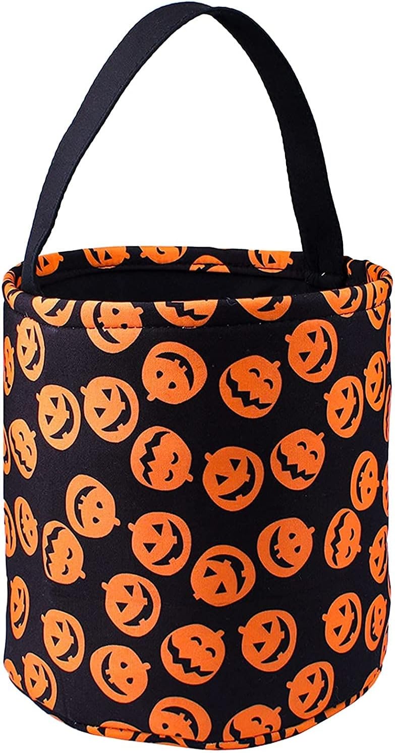 Jolly JonHalloween Trick or Treat Bags - Kids Candy Bucket Tote Bag Orange, Black