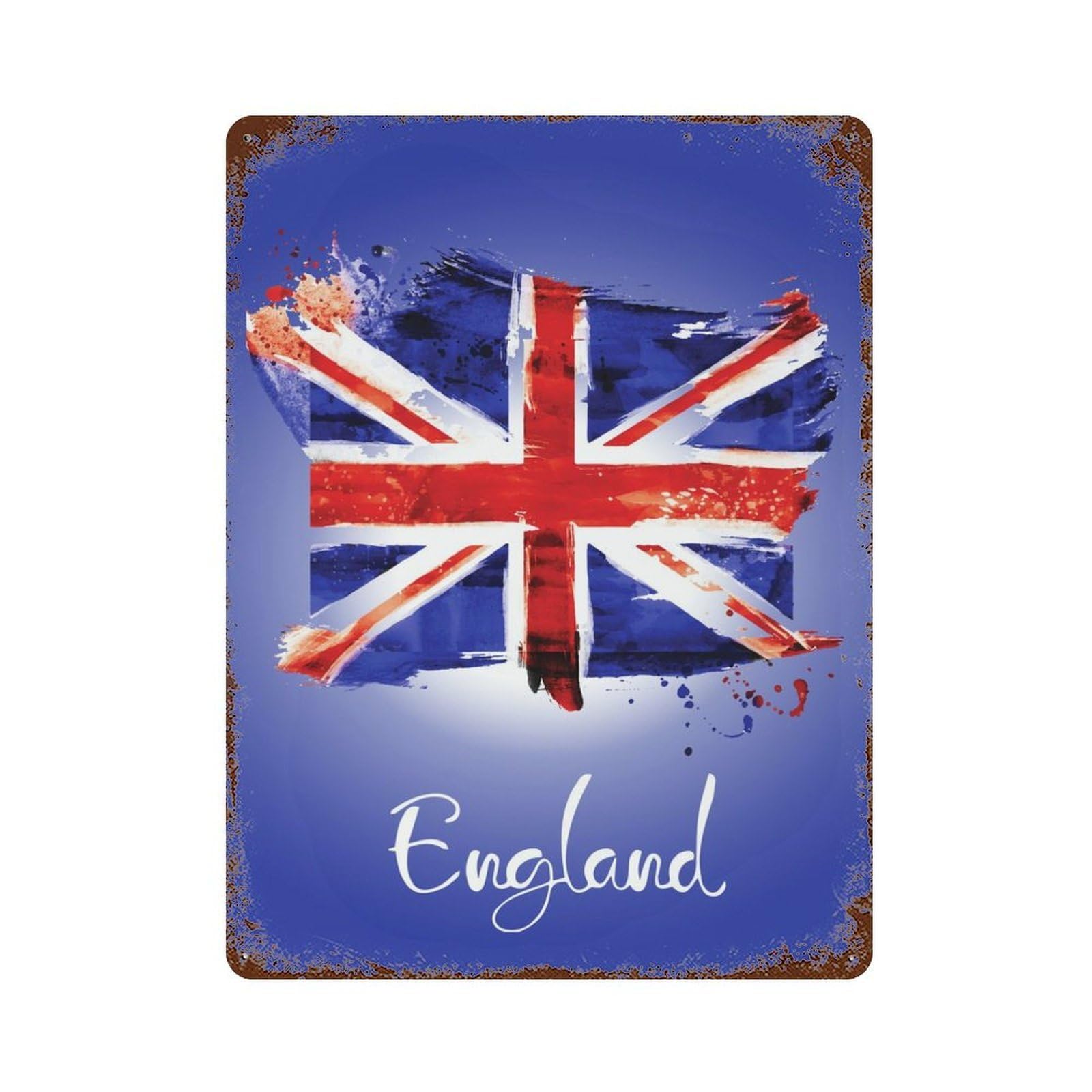 England Flag Rusty Metal Tin Sign 15.7"x11.8", Ideal for Shed, Workshop And Garage Wall Decor