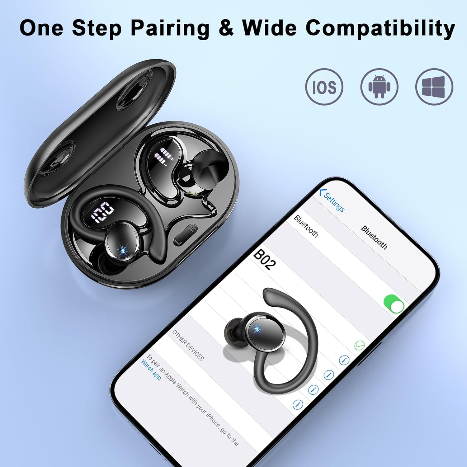2026 Kopfhörer Kabellos Bluetooth 5.4, Bluetooth Kopfhörer, 4 ENC Noise Cancelling Mics, 50 Std Spielzeit, HiFi Stereo, In Ear Kopfhörer Kabellose Kopfhörer, IP7 Wasserdicht, Ohrhörer mit LED Anzeige