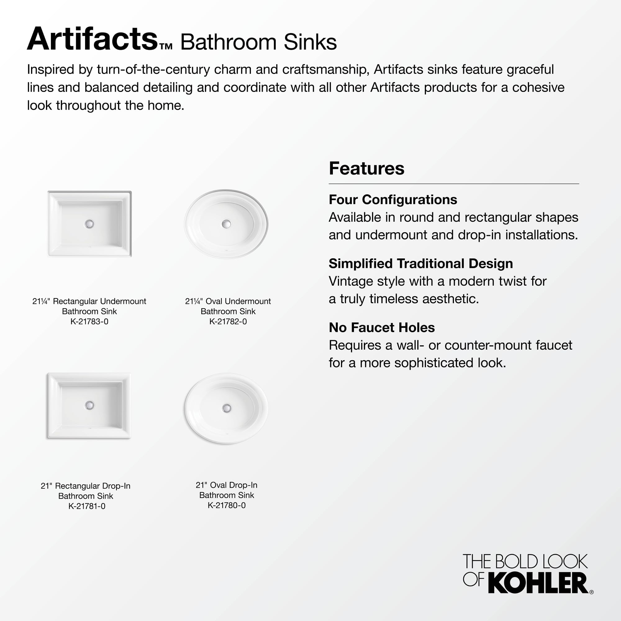 Kohler K-21782-0 Artifacts 21 1/4