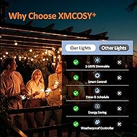 Vista 8 de XMCOSY+ Guirnalda de luces inteligentes para exteriores, luces de patio G40 de 75 pies con 34 bombillas LED regulables, control WiFi y aplicación