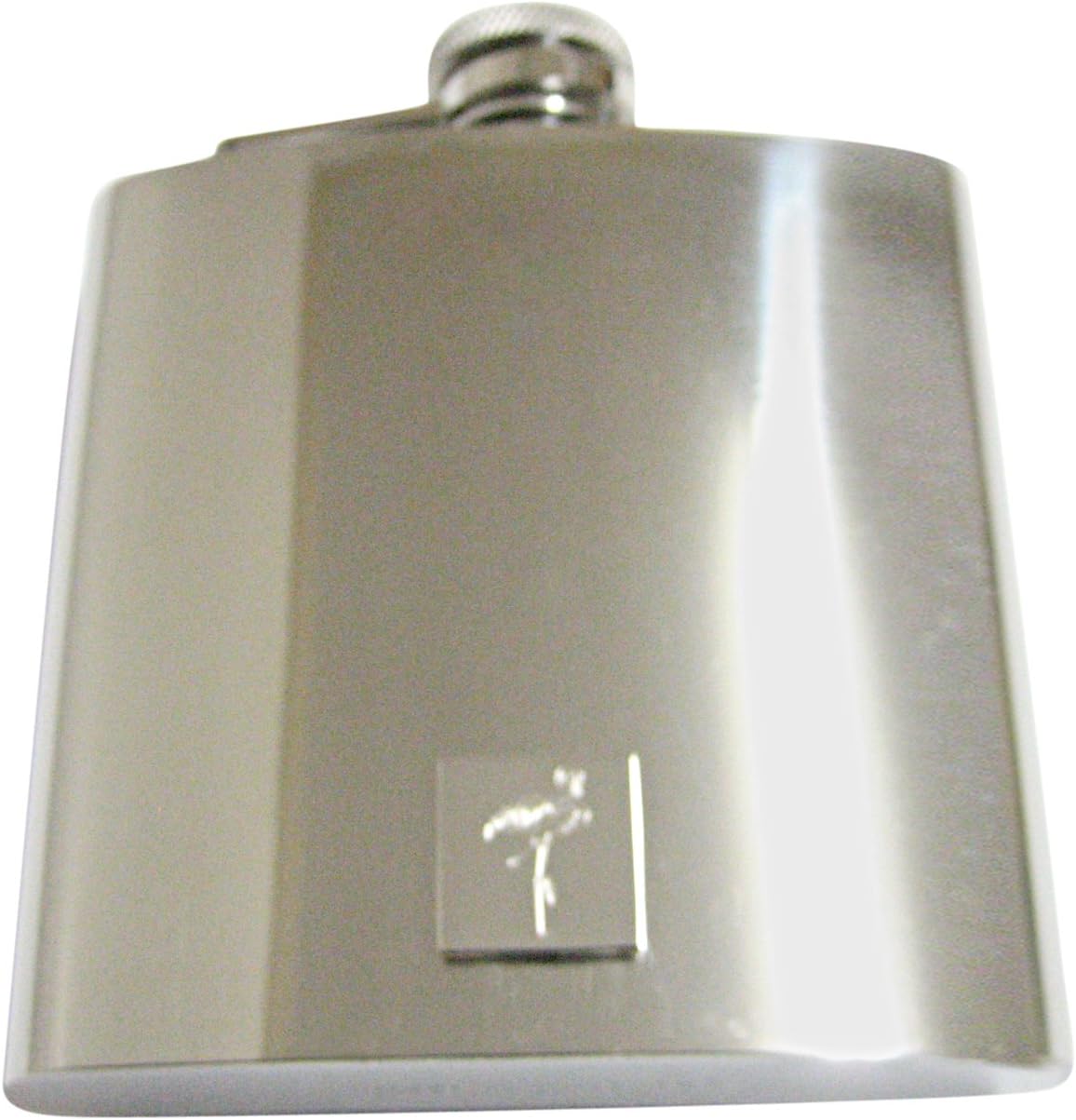 Kiola Designs Silver Toned Etched Flamingo Bird Head 6 Oz. Stainless Steel Flask