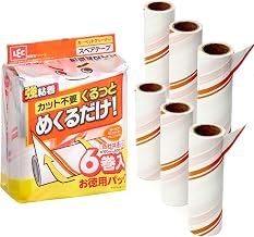 LEC Gekichokun Spiral Cut Adhesive Tape (90 Turns per Roll x 6 Rolls) Common Size Across Brands Strong Adhesion