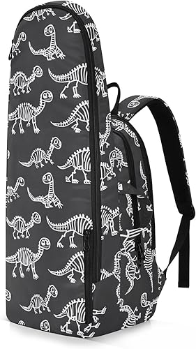 Miniatura 2 de Bolsa de tenis unisex resistente al agua, lindos esqueletos de dinosaurio, hueso, negro, funda para raqueta de tenis con capacidad para 2 raquetas