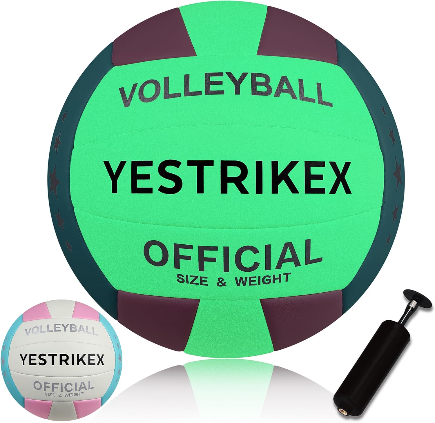 Glow in The Dark Volleyball Size 5 Official Size Indoor & Outdoor Volleyball with Night-Glow Effect Luminous Night Ball for Beach Gym Backyard with Pump Kit