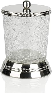 nu steel REG1H Regal Collection Qtip Holder, Bathroom Vanity Storage Organiser, Canister, Apothecary Jar for Cotton Swabs, Rounds, Balls, Metal with Crackle Glass Finish