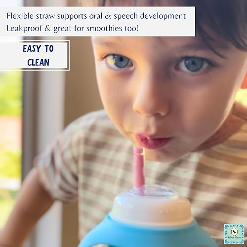 Miniatura 5 de The Luca - Juego de 2 vasos para beber de vidrio para niños pequeños verde menta y morado índigo a prueba de derrames popote de silicona 8 onzas