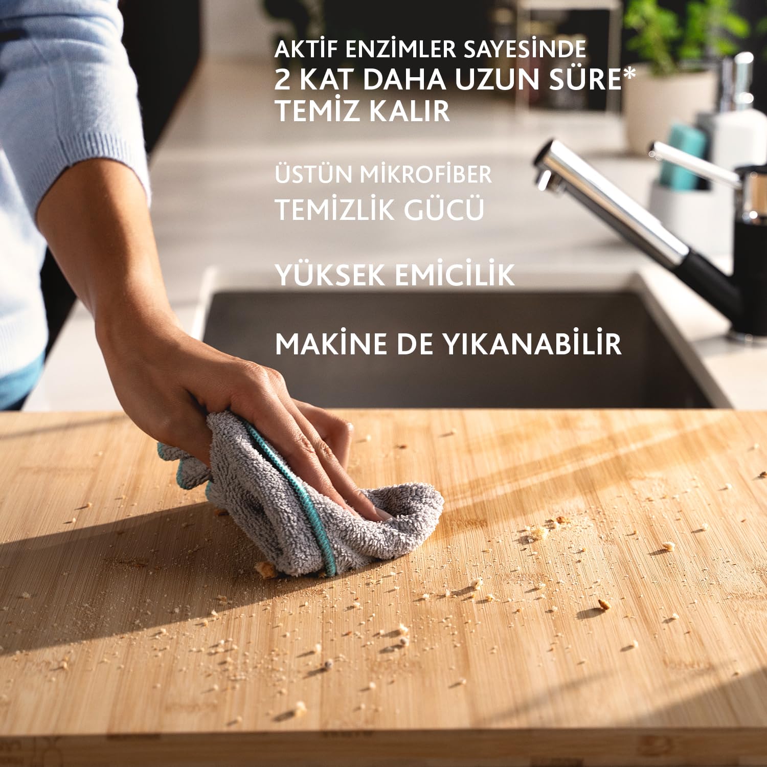 Vileda Pro Clean Aktif Enzimli Mikrofiber Temizlik Bezi, 3’lü Paket