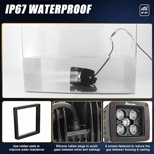 Miniatura 5 de KARSAM - 2 piezas de luces LED de 3 pulgadas y 60 W, impermeable, luz antiniebla, haz de luz LED de conducción, luz cuadrada de trabajo con soporte