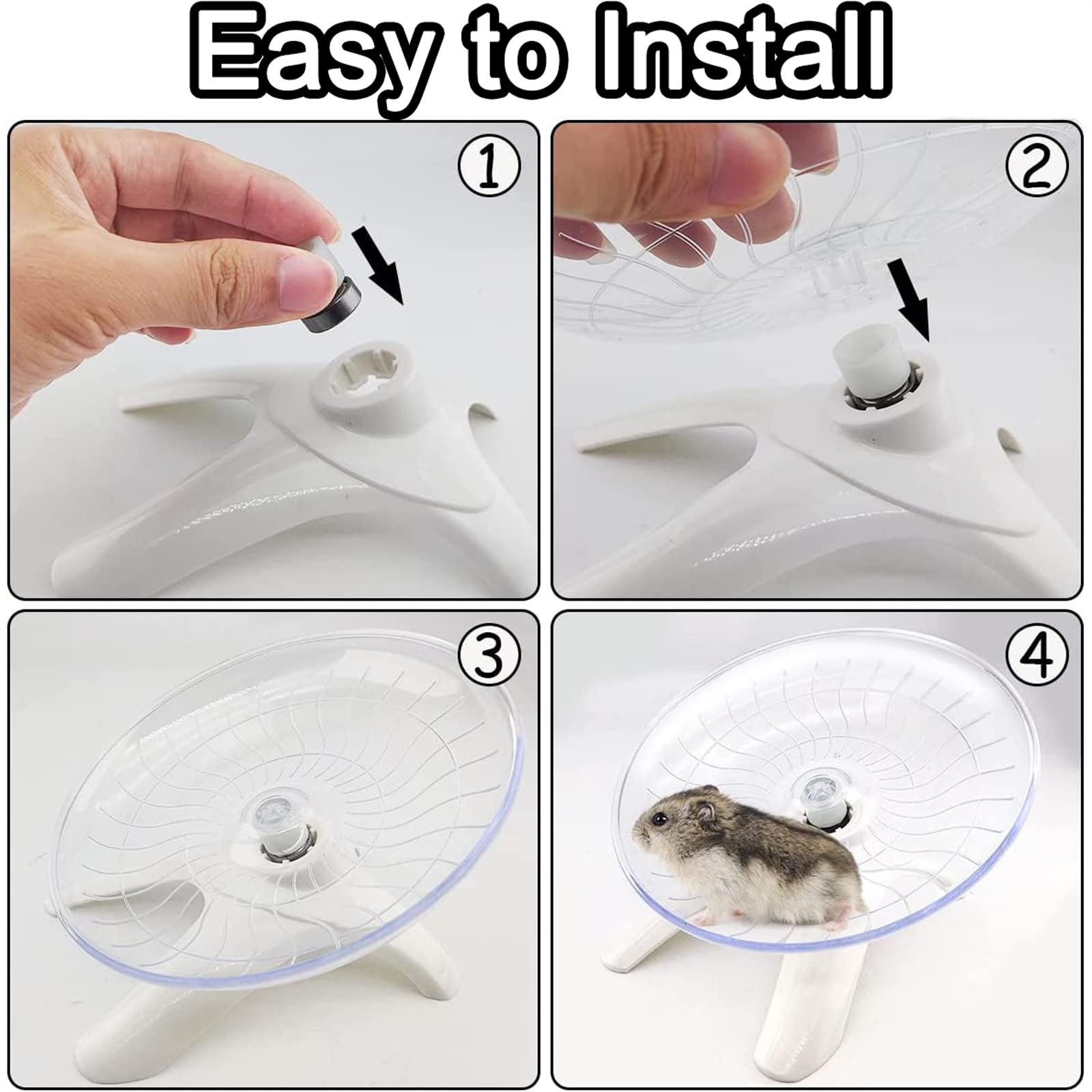 18cm Mute Hamster Fliegende Untertasse, 7 Zoll Hamster Fliegende Untertasse, Geräuschloses Rad für Kleintiere Flying Saucer Nager, für Nager, Lgel, Meerschweinchen, Kleine Haustiere, Weiß