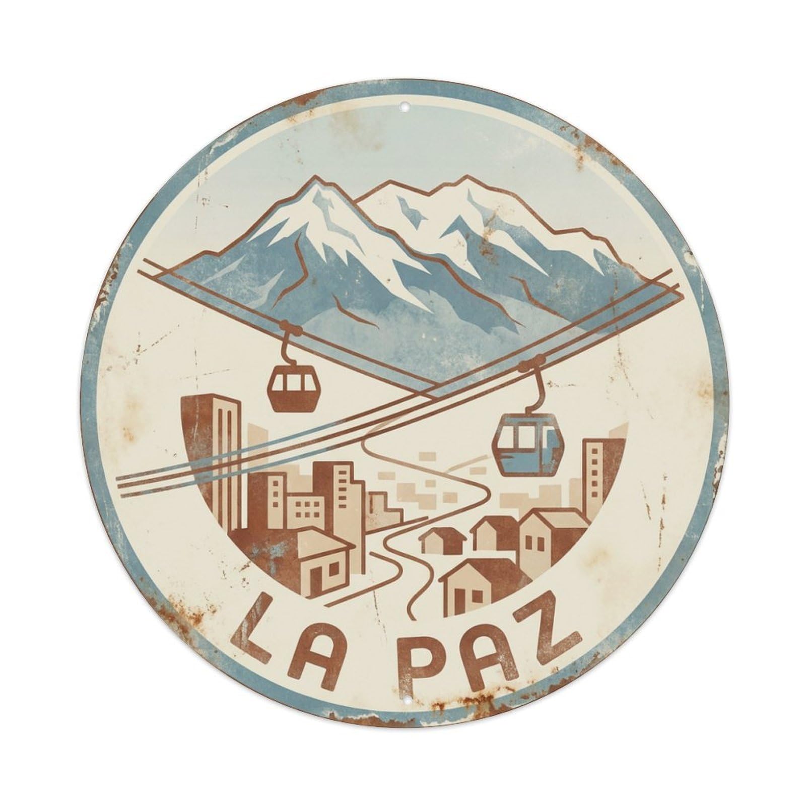 Vintage Travel Bolivia La Paz Vintage Metal Tin Sign Plaque Wall Decor for Cafe, Club Bar, Office, Garden Metal Poster 8x8Inch