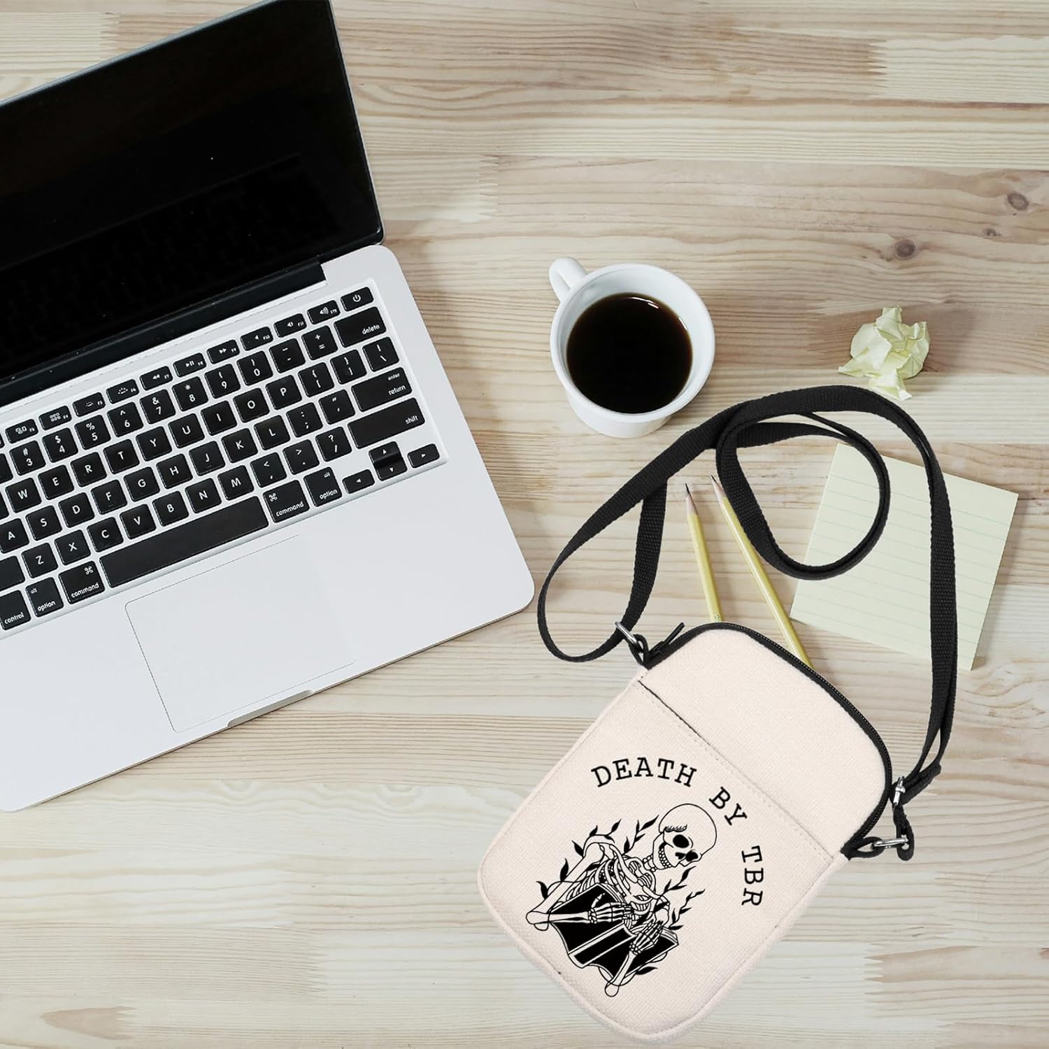 KUIYAI Death by TBR Crossbody Bag to Be Read Gift Book Reader Gift Bookish Gift Book Club Gift Gothic Romance Gift - Image 3