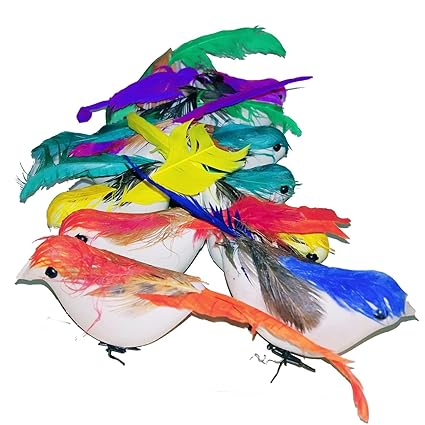 MKM Beautiful Artificial Small Birds 12 Piece (Multicolor)