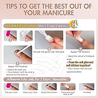 Vista 8 de 48 piezas de uñas postizas a presión color burdeos, uñas falsas en forma de almendra, pegamento para uñas, uñas de longitud media