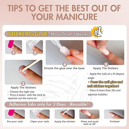 Miniatura 8 de Xcrear - 48 uñas acrílicas a presión color rojo vino, uñas acrílicas con pegamento en uñas medianas, uñas postizas de gel a presión, uñas postizas