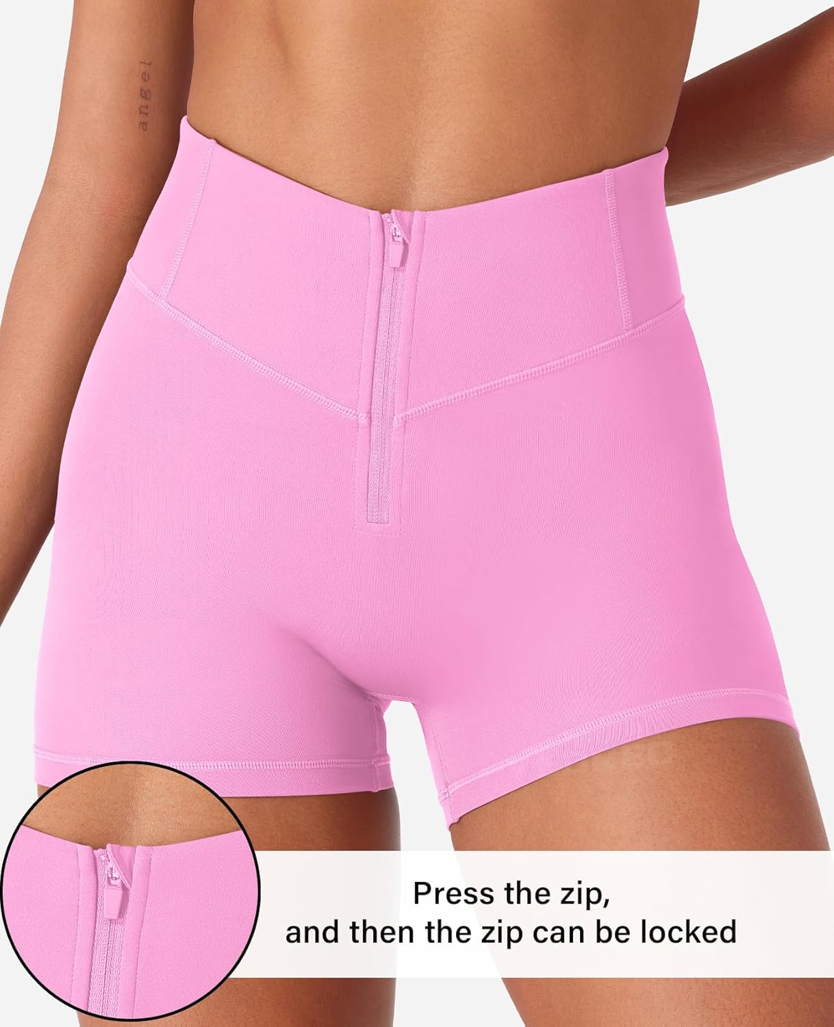 YEOREO CoreFlex Cargo Pocket Workout Shorts for Women Scrunch Zipper 3.6" High Waisted Yoga Gym Shorts
