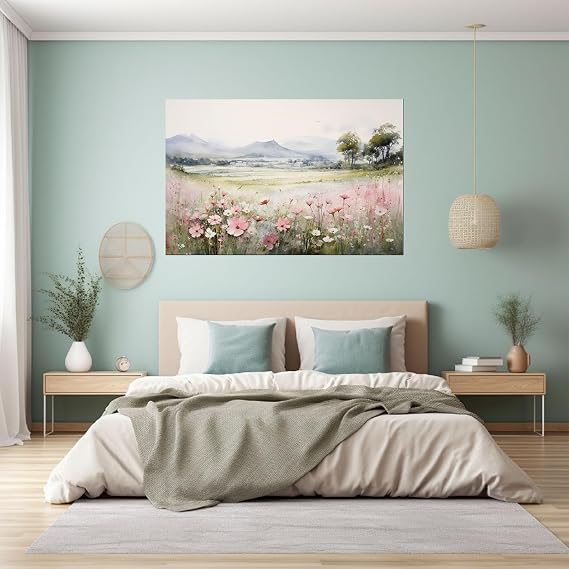 JOSUE Boho Wall Art Set Boho Room Decor, Green Pink Abstract Wall Art for Living Room Mid Century Modern Decor Minimalist Botanical Bohemian Bathroom Decor Office Boho - 20x30cm Unframed