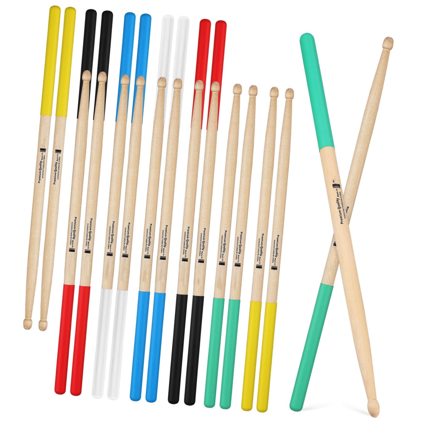 Abaodam 12 Paare Holz Schlagzeugstöcke Rutschfeste Drumsticks für Anfänger Erwachsene und Vielseitig Einsetzbar Langlebig und Stabil Farben