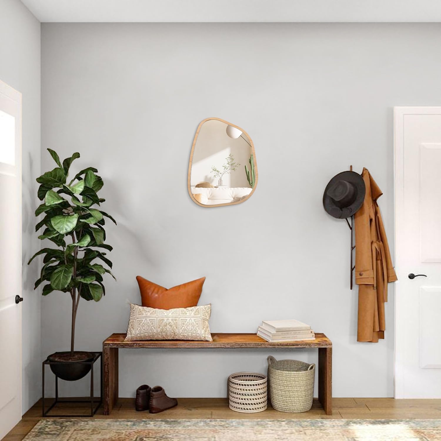 Specchio Da Parete Asimmetrico WallBeyond - Forma Irregolare, Colore Oro, Decorazione Moderna Per Soggiorno E Ingresso, 91,4x58,4 Cm - 2