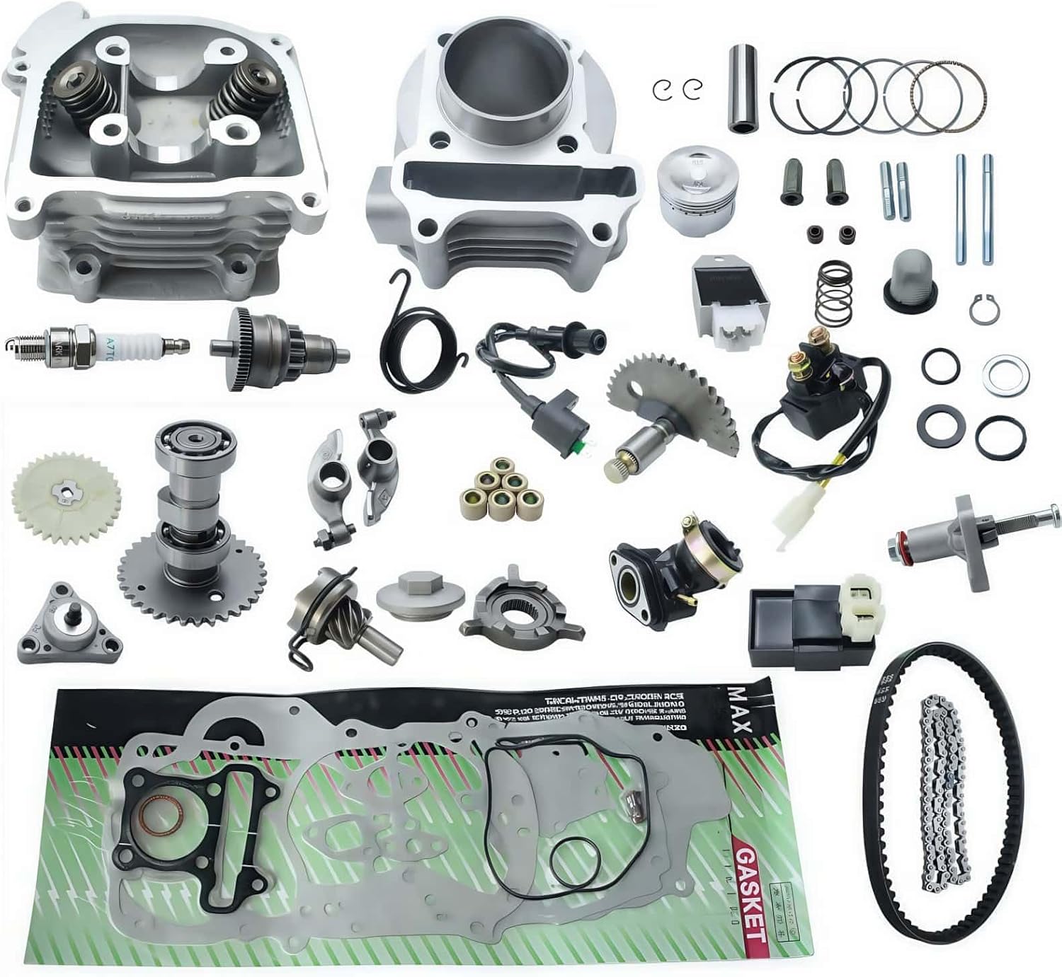 47mm Big Bore Complete Cylinder Rebuild Kit Head Comp fit for 4 Stroke GY6 49cc 50cc 139QMA 138QMB Engine Parts Chinese ATV Quad Scooter Go Kart (69mm upgrade valve)