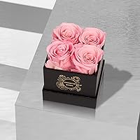 Vista 3 de Rosas preservadas en caja, 4 piezas, flores preservadas, regalo de rosas para ella, rosa