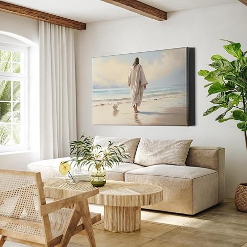 Vista 76 de Arte de pared de acuarela de Jesús, pintura en lienzo cristiano, imágenes de las Escrituras, decoración de pared, póster con versículos bíblicos