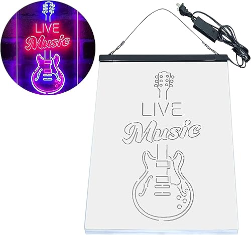 Miniatura 9 de ADVPRO Letrero de neón LED de doble color para guitarra electrónica, música en vivo, color azul y rojo, 16 x 24 pulgadas st6s46-i4089-br