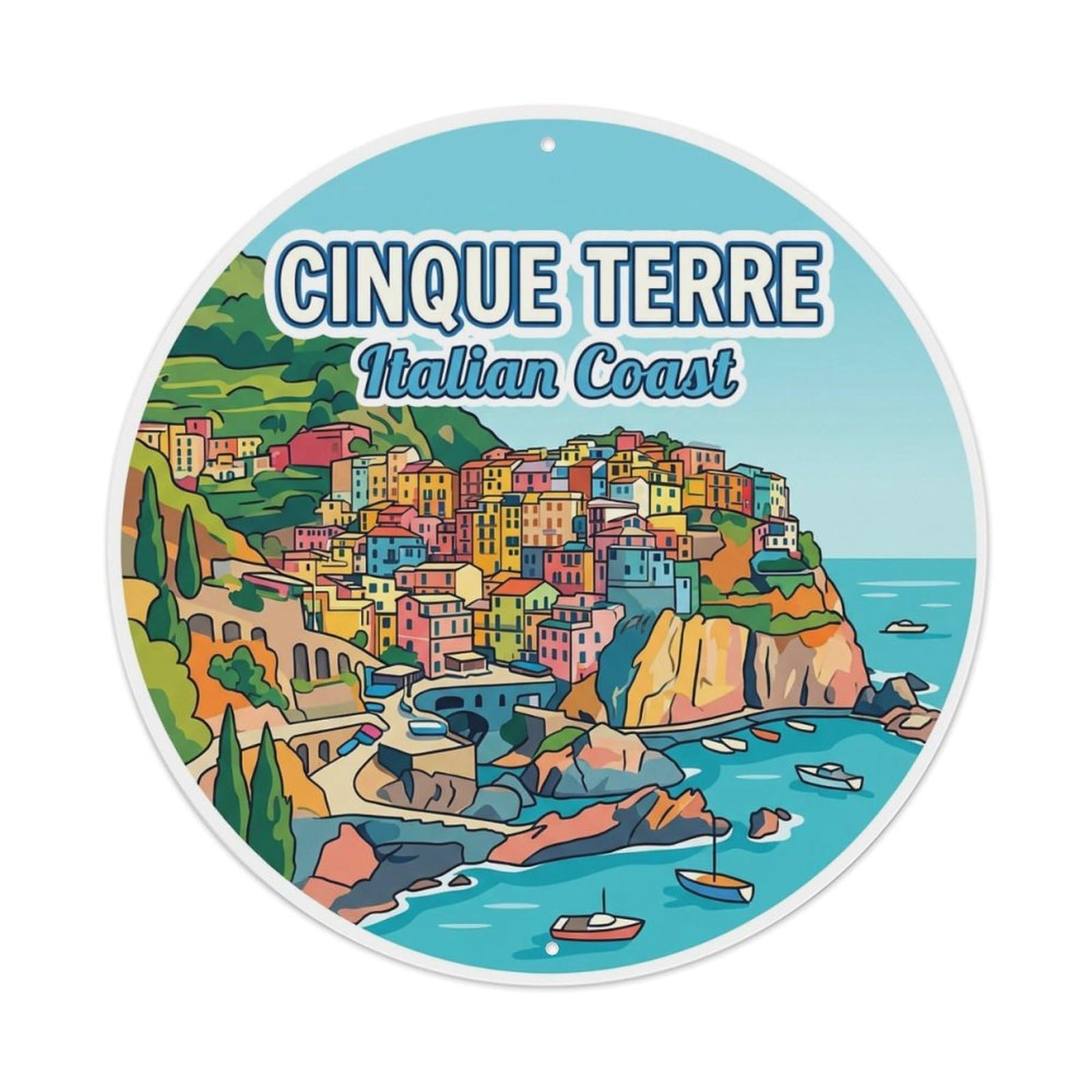 Vintage Travel Cinque Terre Italy Remoteness Metal Tin Sign
