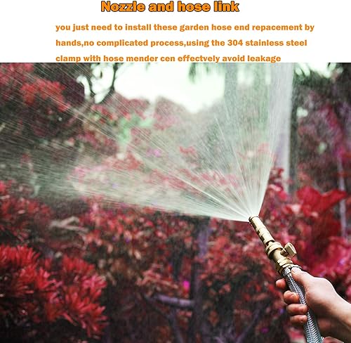 Miniatura 6 de Kit de reparación de manguera de jardín de latón macizo, conector con abrazaderas de 58 pulgadas x 34 pulgadas hembra, apto para manguera de jardín,