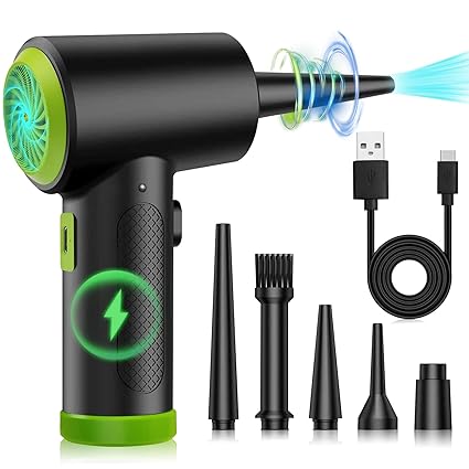 Compressed Air Duster-Electric Air Duster for Pc Reusable Computer Cleaning Kit Replacement for Compressed Air Can Cordless Air Duster Keyboard Duster with LED Light 6000mAh