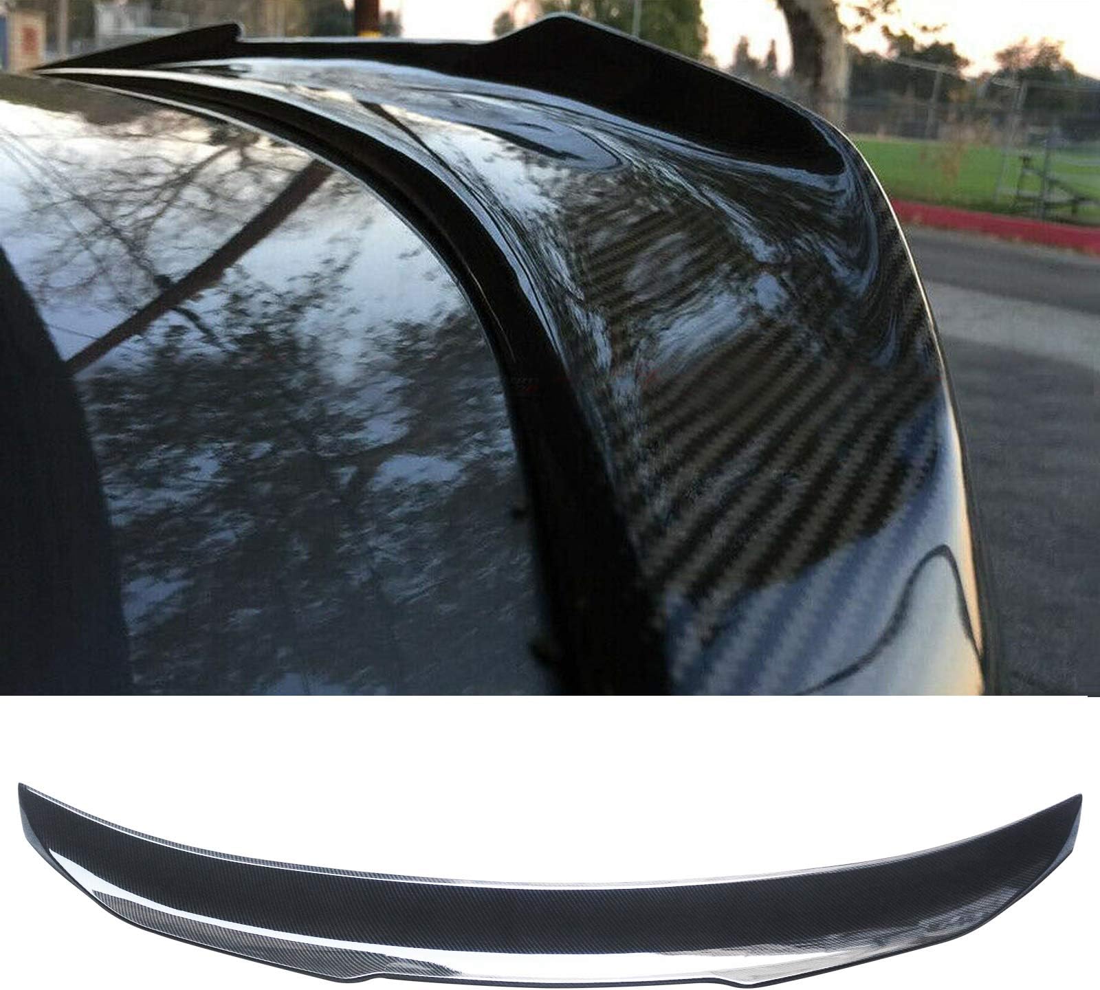 NINTE Spoiler for Infiniti Q50 Q50S Sedan 2014 2015 2016 2017 2018 2019 2020 2021 2022 2023 2024, ABS Painted Carbon Fiber Coating PSM Style Rear Trunk Splitter Wing