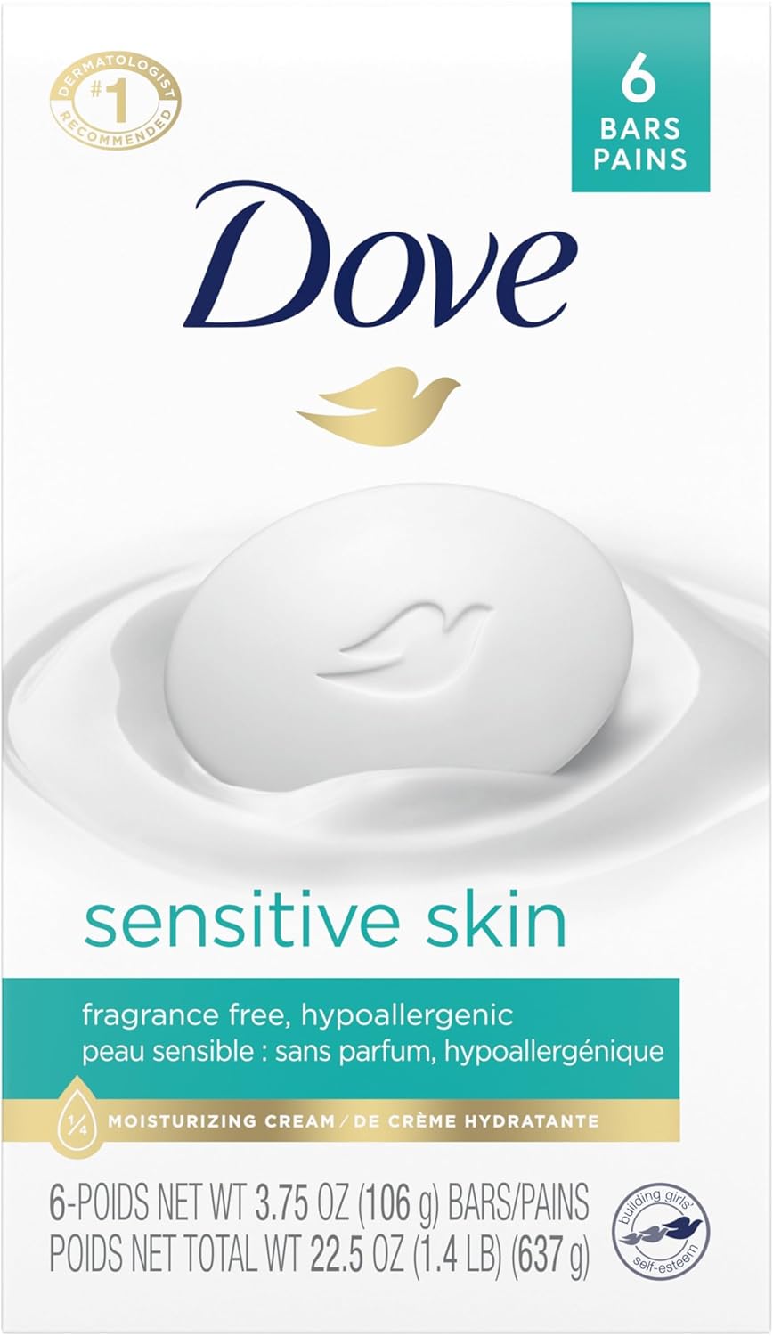 Dove Sensitive Skin Unscented Hypo-Allergenic Beauty Bar 3.75 oz (Pack of 6)