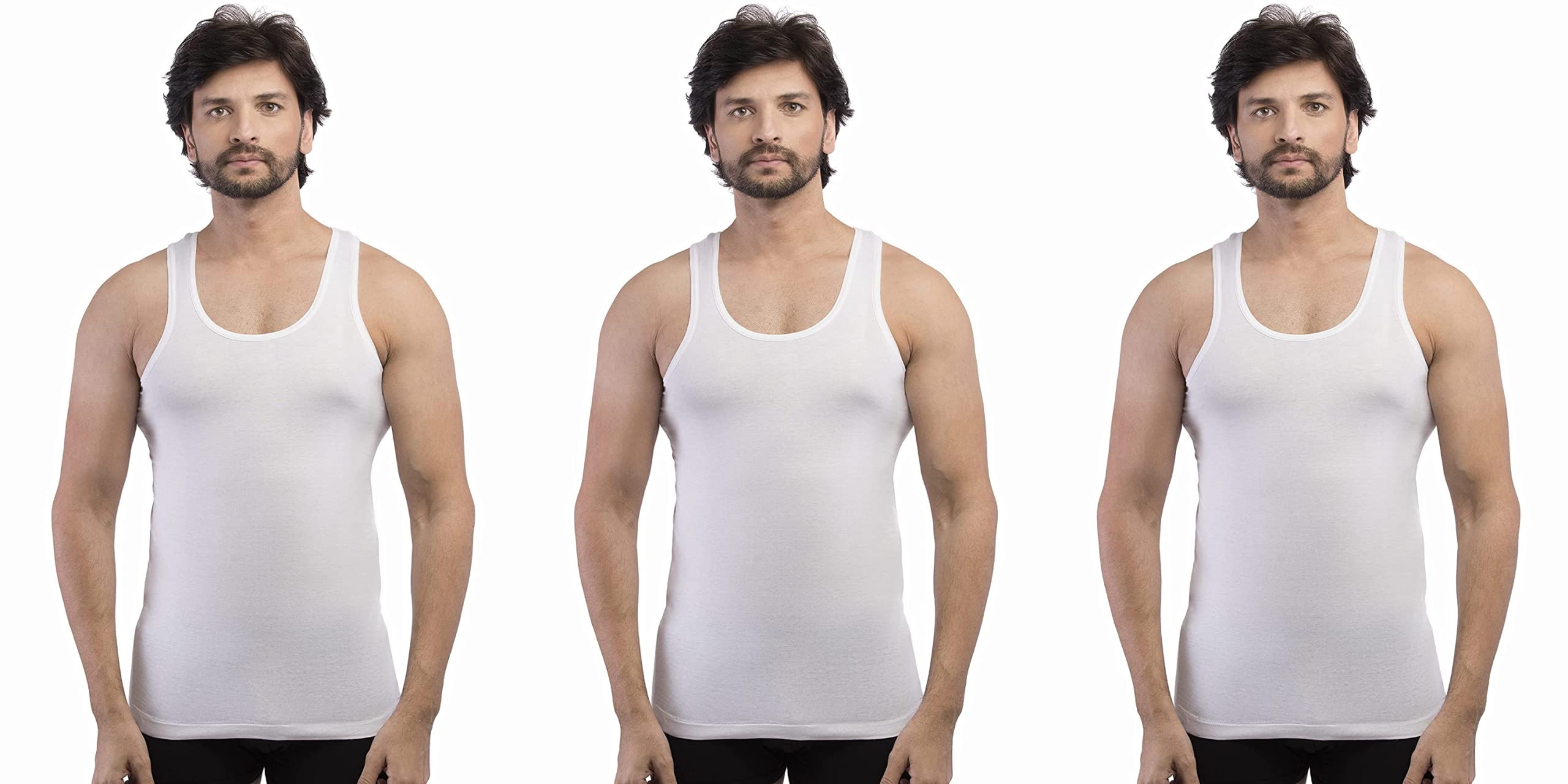 vip Bonus Men's Cotton Sleeveless Vest 80 cm (Pack of 6) White-picture-39