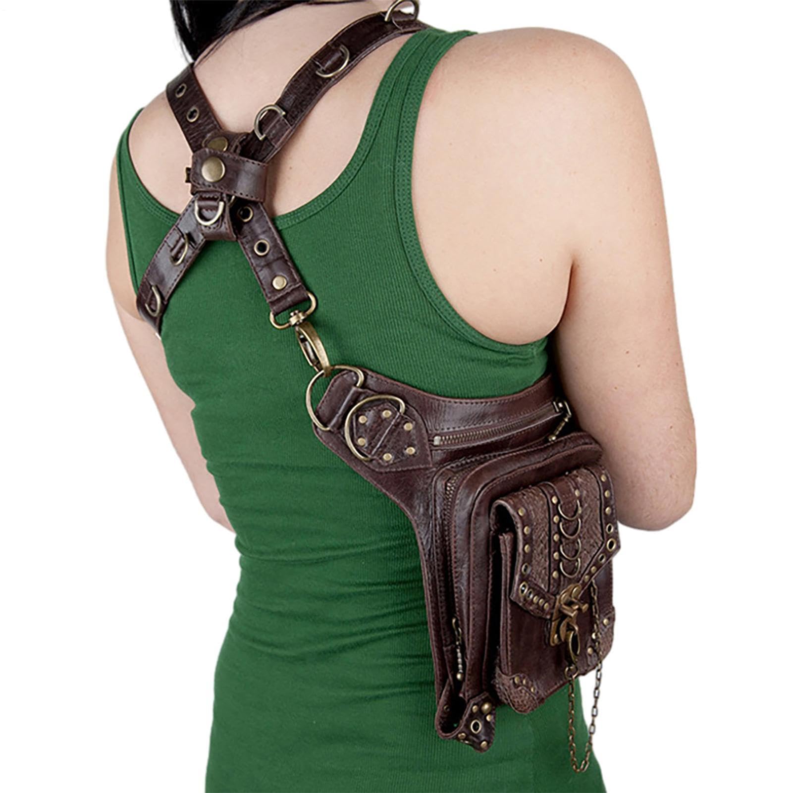 Cintura medievale - Custodia in pelle PU steampunk, vita alla, resistente | all'acqua, accessorio elegante, unisex, da viaggio, per escursioni, festival, abbigliamento per donne, uomini e