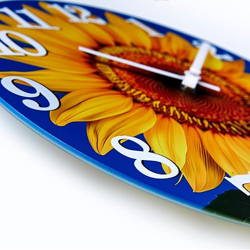 Miniatura 7 de Reloj de pared para exteriores, impermeable, decorativo, con diseño de girasol, para piscina, patio, porche, jardín (12 pulgadas, girasol)