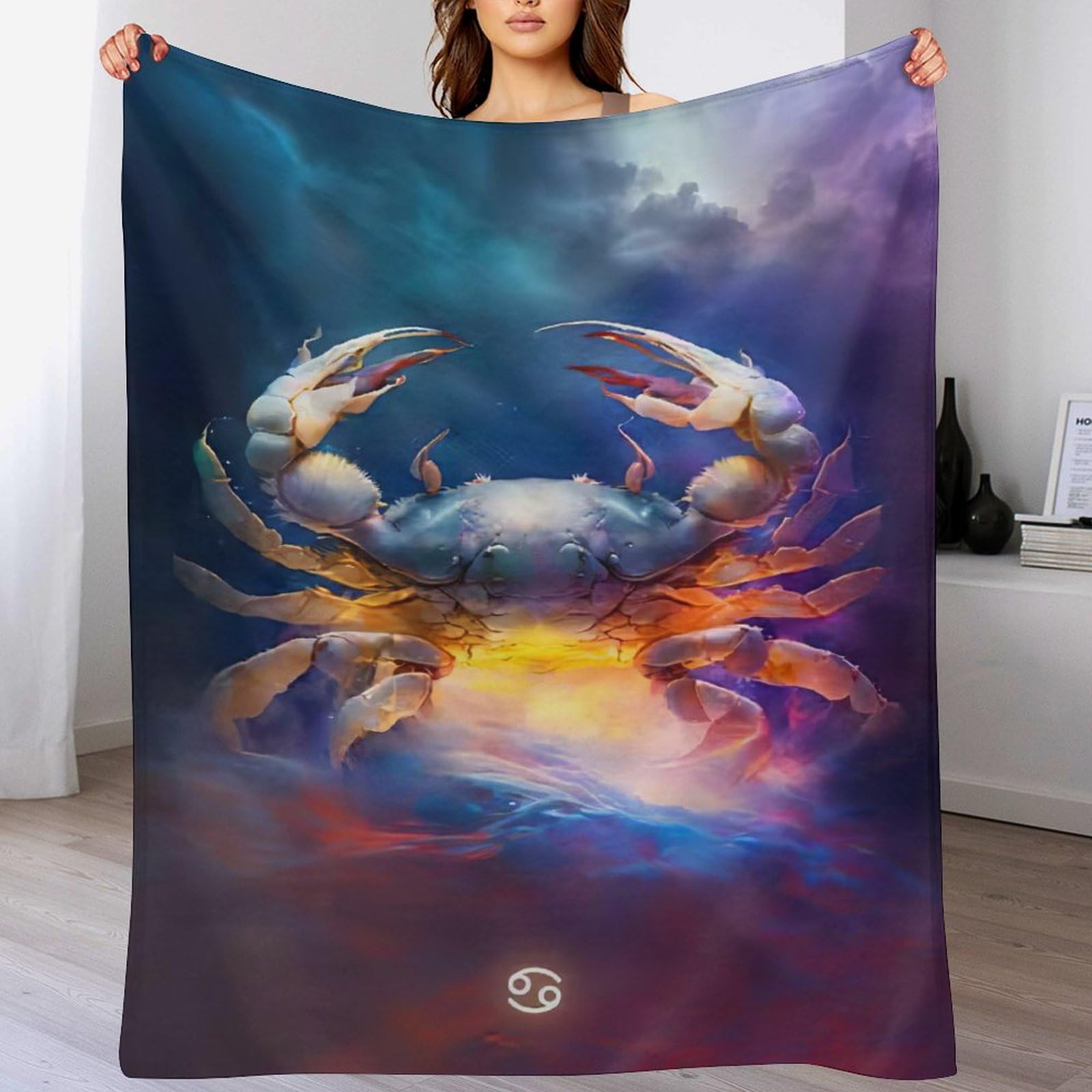 Couverture crabe 3D en flanelle légère pour vos soirées télé sur le canapé 130x180cm