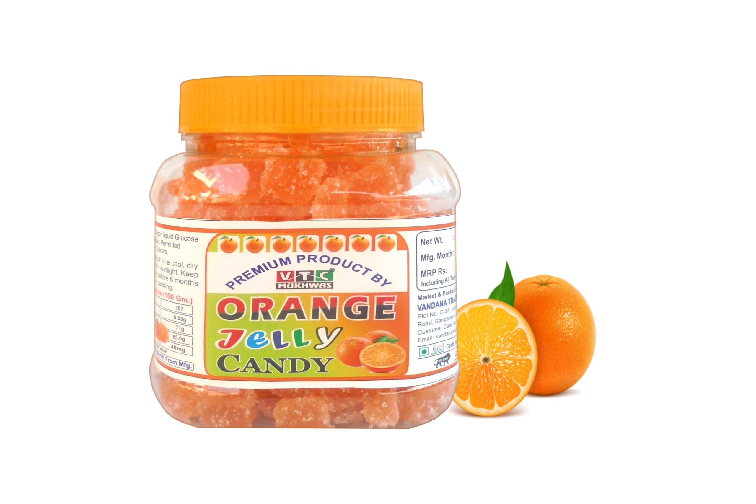 VTC MUKHWAS Pure Orange Jelly Candy Fruit Flavoured Cubes | Ideal for Kids | Perfect Topping for Ice Creams, Cakes 350 g-image-28