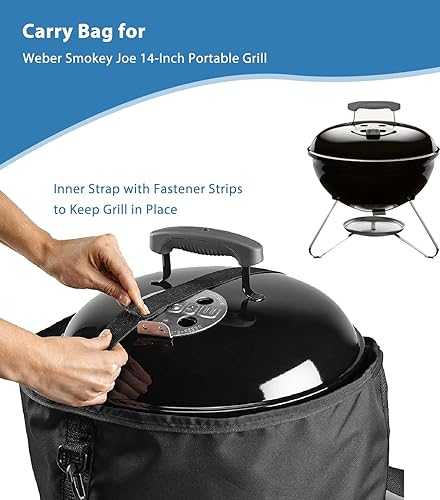 Miniatura 2 de Bolsa de transporte para parrilla Weber Smokey Joe de 14 pulgadas, parrilla de carbón portátil Smokey Joe Premium de 14 pulgadas, resistente a la