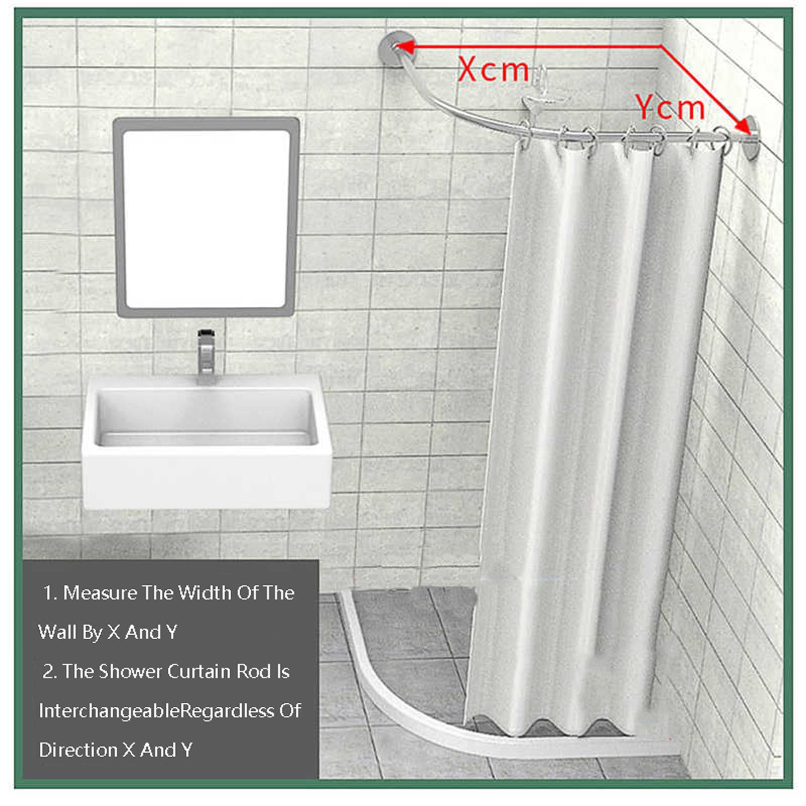 Barra de cortina de ducha curvada en forma de L, ajustable, montada a presión, resistente al óxido, fácil instalación, diseño elegante para espacios privados, solución ideal para decoración de baño