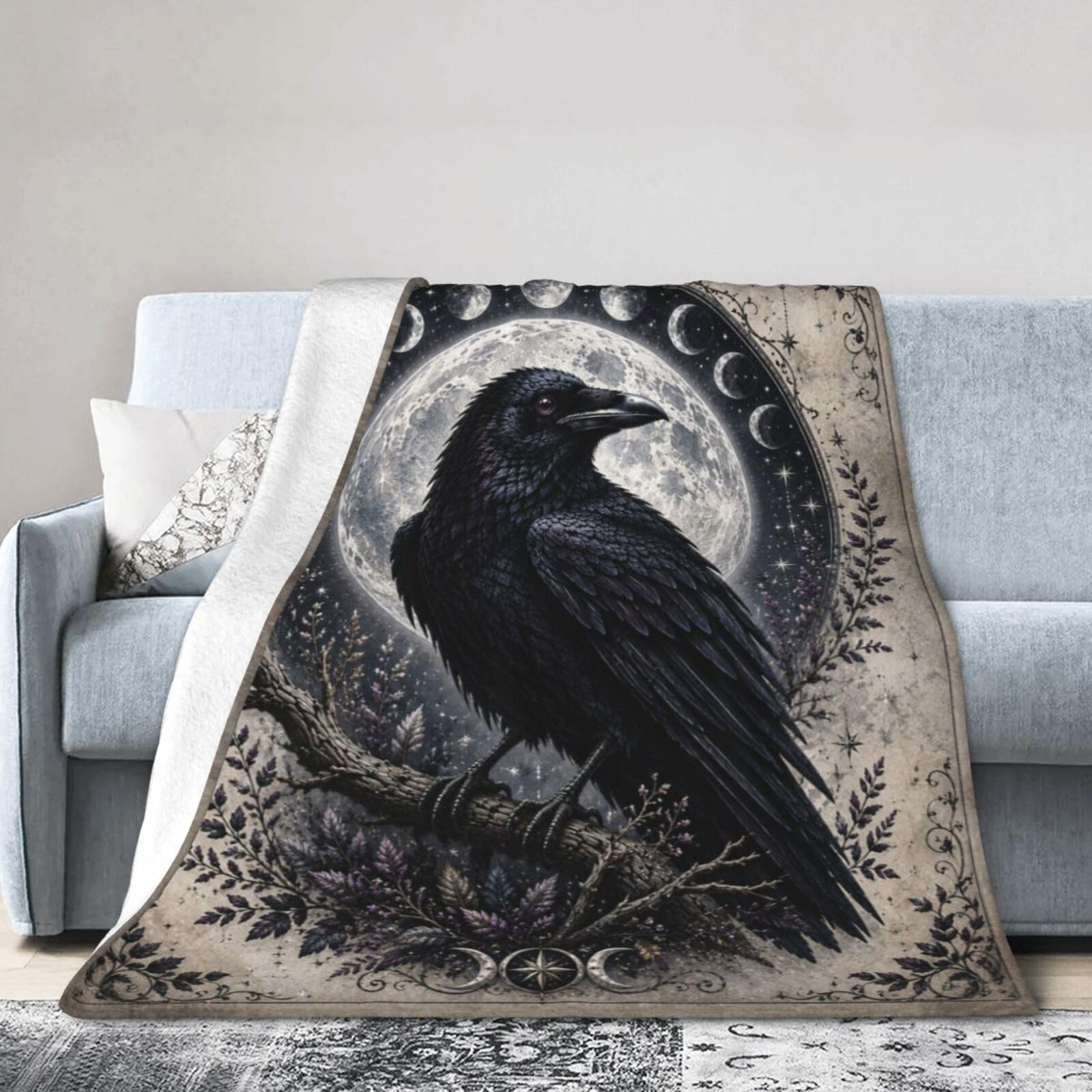 Dynova Gothic Raven Throw Blanket 50"X40"