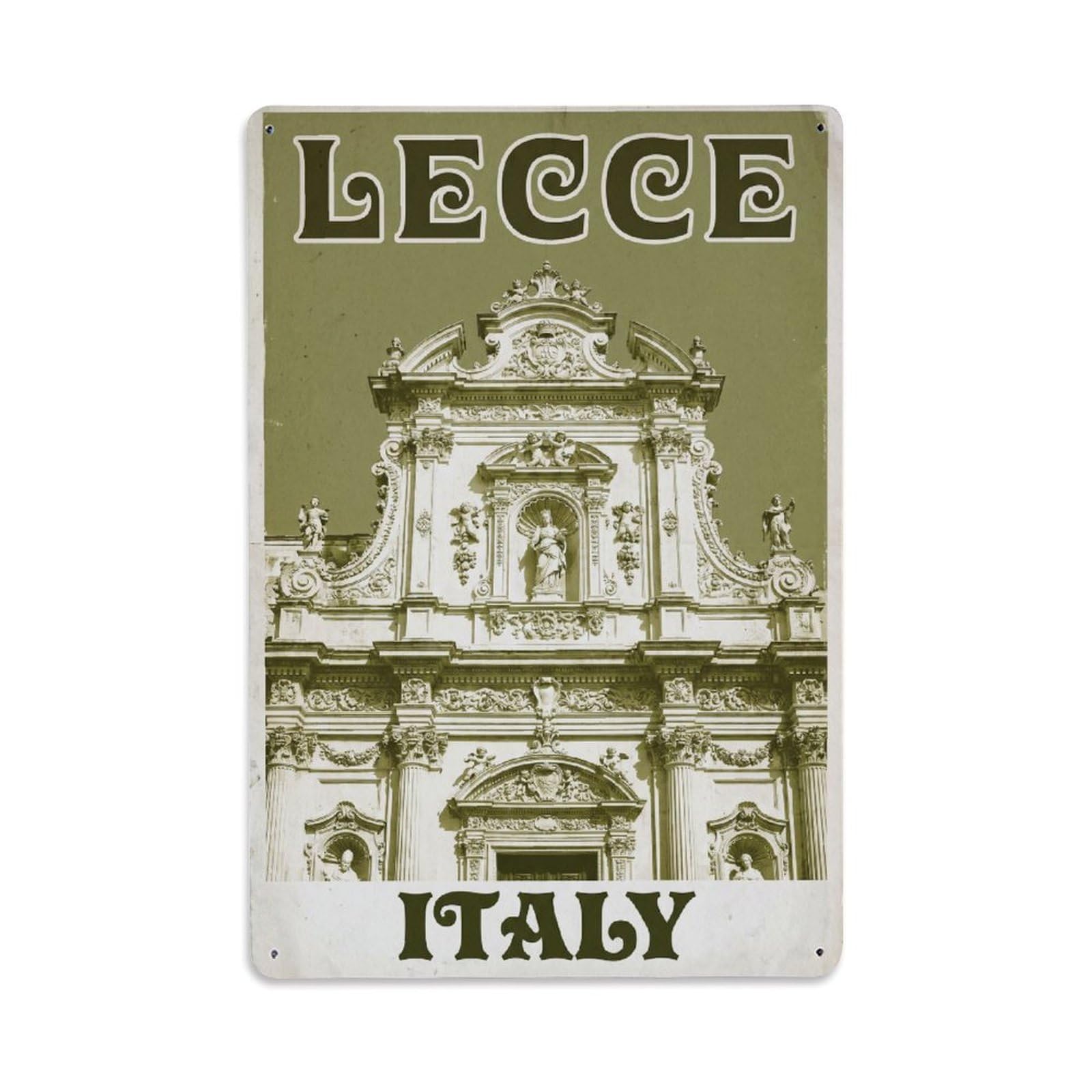 Italy Lecce Vintage Metal Tin Sign Plaque Wall Decor for Cafe, Club Bar, Office, Garden Metal Poster 8x12Inch