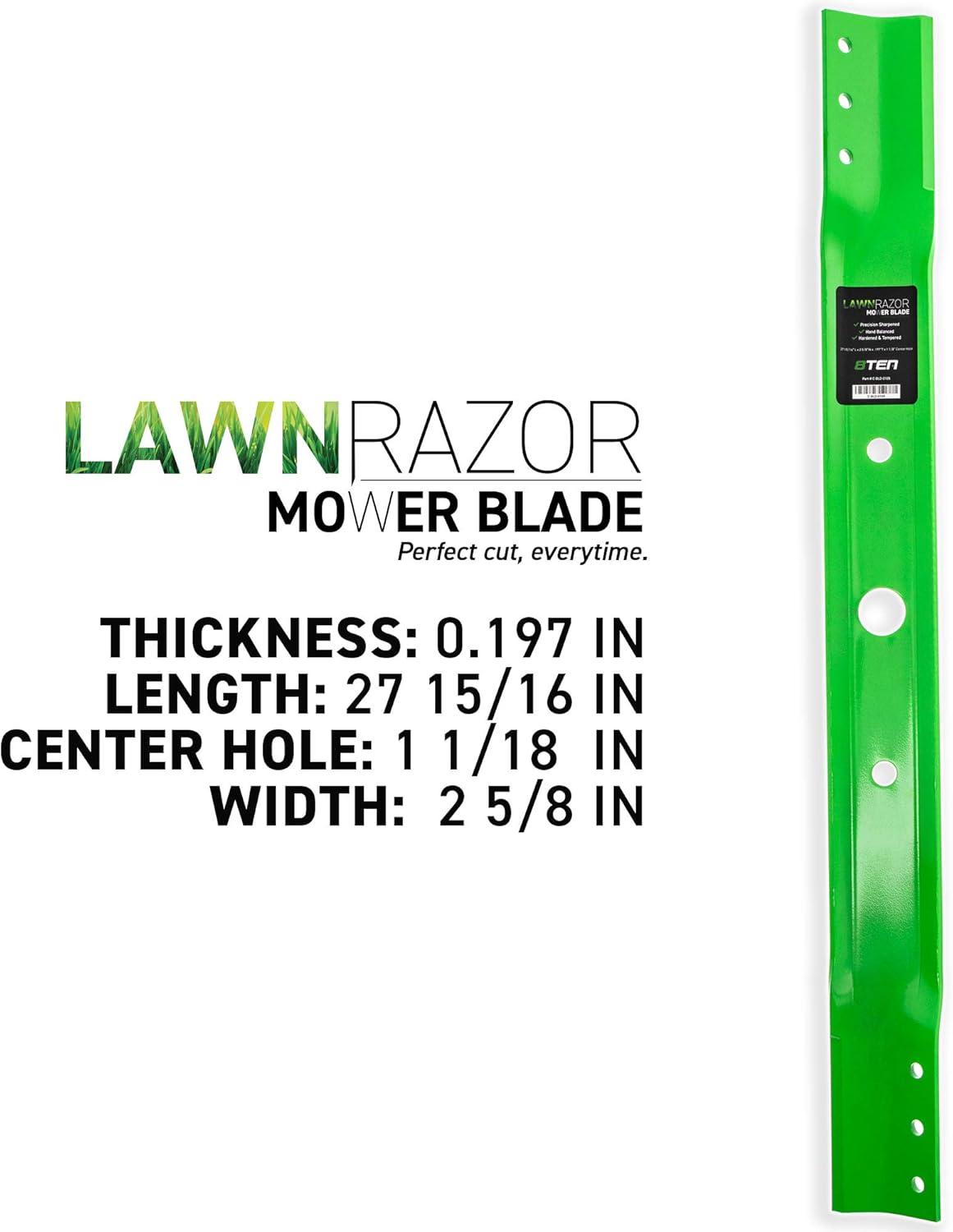 8TEN LawnRAZOR Mower Blade for Snapper Rear Engine Rider 28 inch Decks 1-9515 7019515 7019515BZYP (High-Lift) 2 Pack