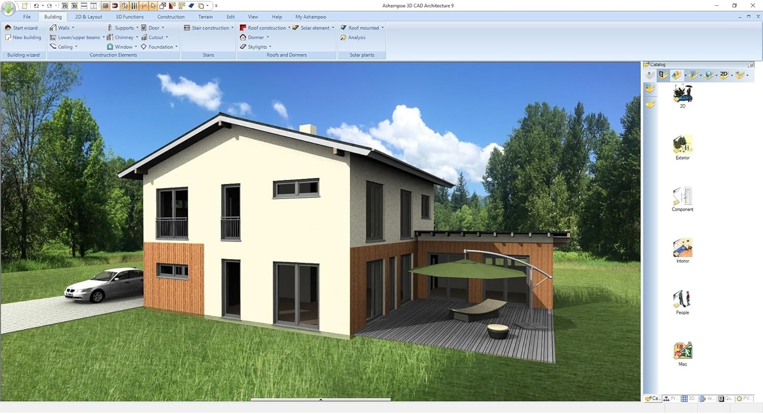 3­D CAD Architecture 11⁠ - design Software for house, garden, balcony, photovoltaic, walls - 2D 3D objects for Win 11, 10