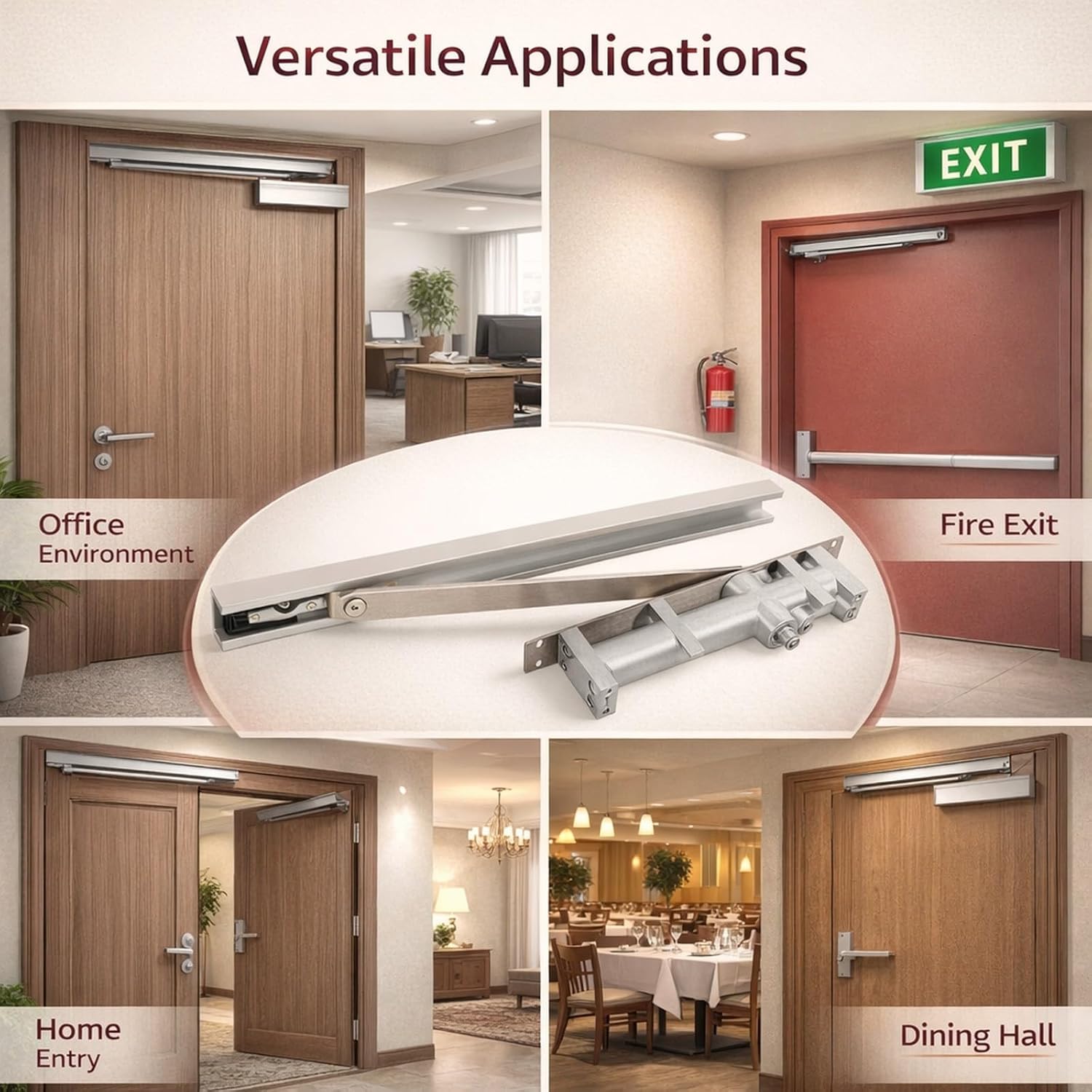 Commercial Door Closer Hydraulic, Adjustable Speed, Silent Cast Aluminum - Seamless Closing, Safe Operation, Ideal for Hotels and Guesthouses
