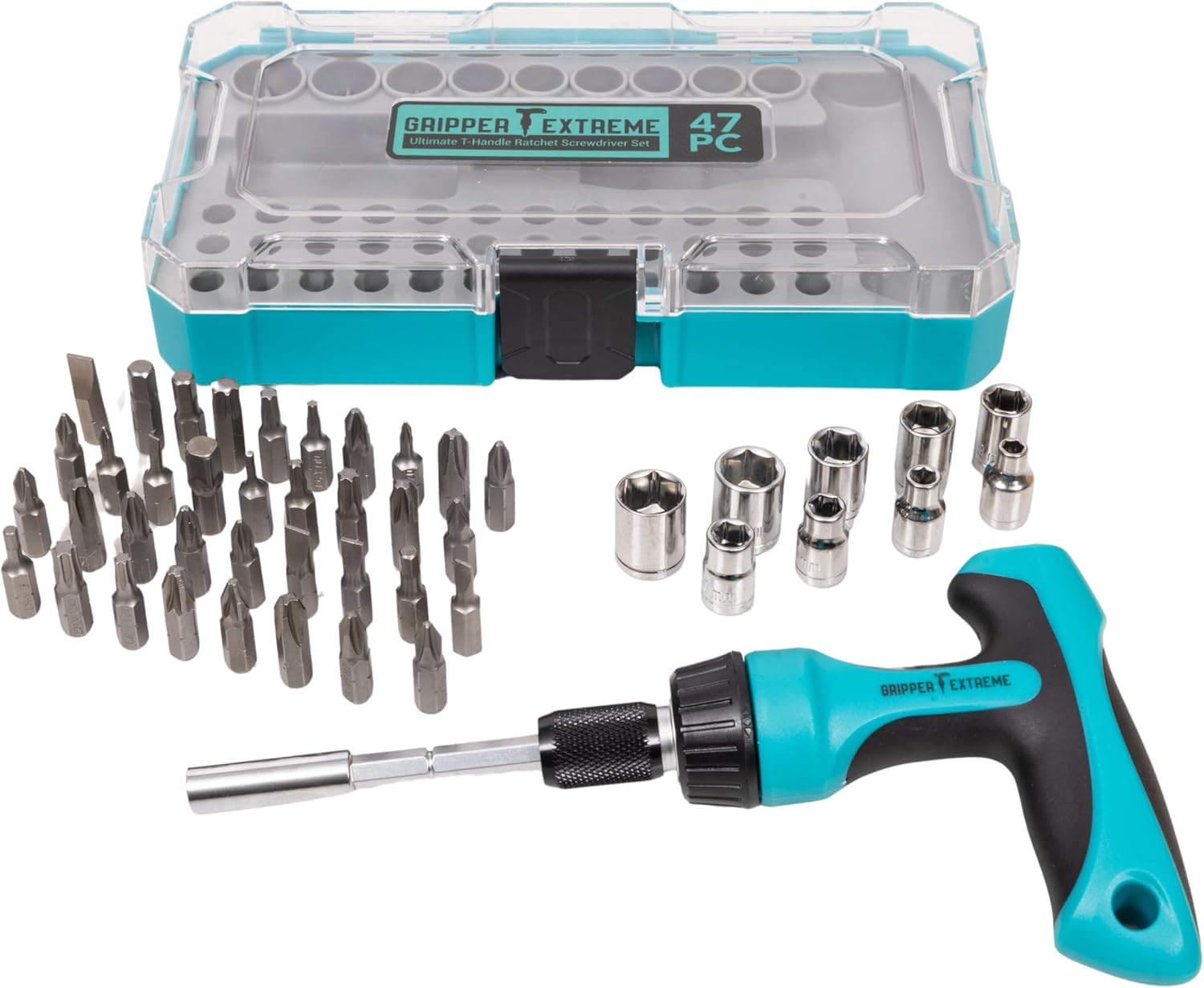 T-Handle Ratchet Multi-Bit Screwdriver Set, 47PC. Precision Performance Unleashed, Durable Pro-Grade Alloy Steel, and Ergonomic Comfort Grip for DIY Enthusiasts and Professionals.