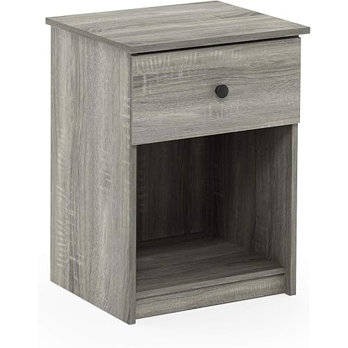 Furinno Tidur Nightstand, 1-Pack, French Oak Grey