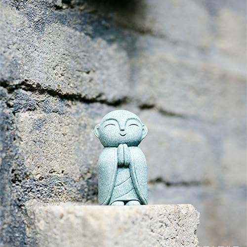 Miniatura 5 de OwMell Estatua de monje japonés de Jizo rezando, estatua de Buda Jizo, estatua conmemorativa, decoración de acuario para jardín, adorno al aire libre